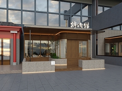 现代烧烤店门头 火锅店门头