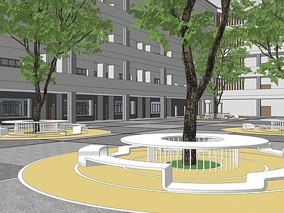 现代学校景观 新中式学校 中小学景观