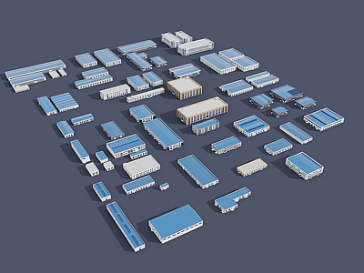 现代多个厂房组合