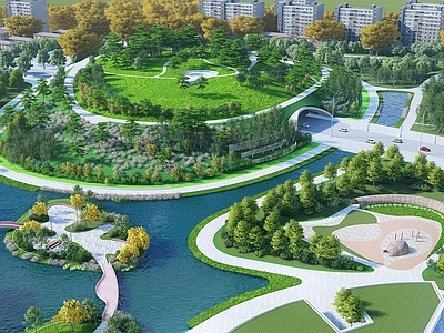 【SU悬赏模型】现代风格中央公园景观 建议用Enscape、Lumion渲染