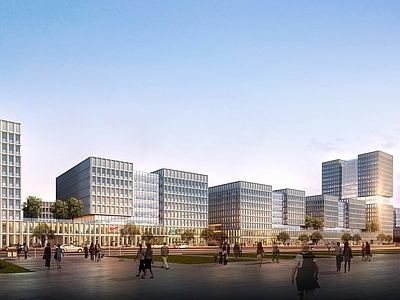 现代工业产业园建筑效果图 施工图