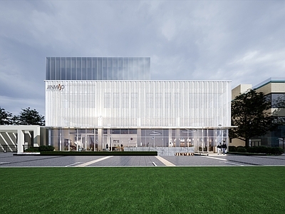 现代售楼处建筑 旧楼改建 方形