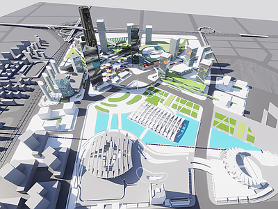 现代风格城市中心建筑群