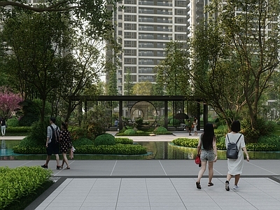 现代小区景观 住宅
