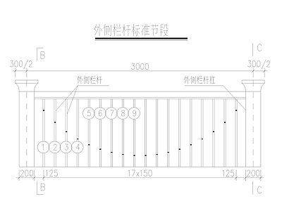 人行道特色景观栏杆详图 施工图