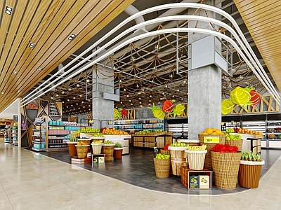 现代生鲜超市 超市蔬果区 生鲜区 超市百货精品果蔬