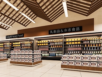 现代超市 小卖部 便利店 服务台 零食店 生鲜区