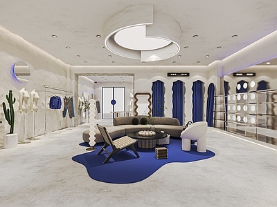 现代服装店 女装店 服装货架 展台 收银台 异形展柜 试衣镜 中岛展台