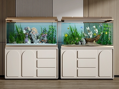 现代鱼缸水族 水族箱 造景石 水草