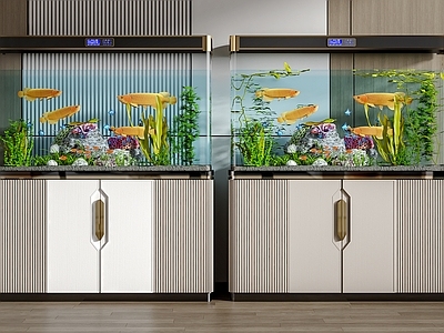 现代鱼缸水族 水族箱 造景石 水草