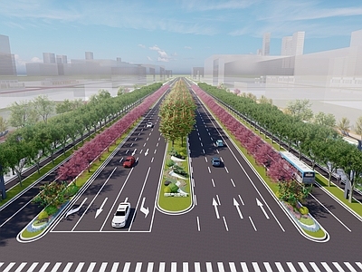 现代道路绿化带