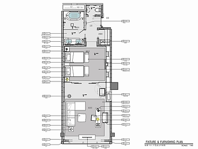 80㎡酒店豪华双人间室内 施工图 客房