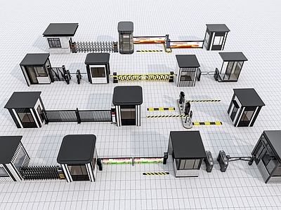 现代岗亭 保安亭 道闸 摆闸 小区入口 门禁机 伸缩门 门卫 铁艺门 起落杆