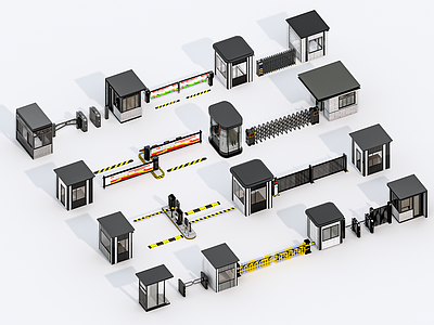 现代岗亭 保安亭 道闸 摆闸 小区入口 门禁机 伸缩门 门卫 铁艺门 起落杆