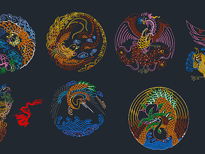 瑞兽神兽拼花 图库