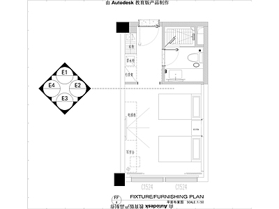 商务酒店双人间客房 施工图 客房