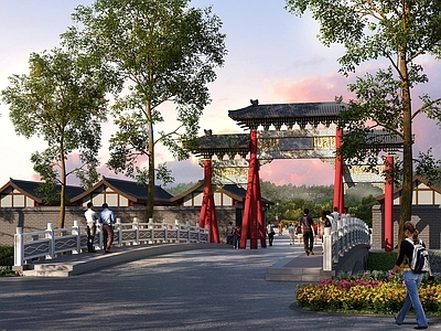 新中式景区大门 景区入口