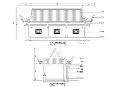 乡村大舞台建筑 施工图 古建筑