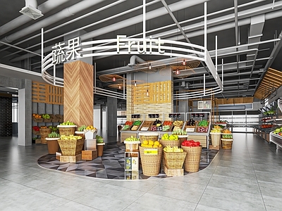 现代生鲜超市 超市蔬果区 生鲜区 超市百货精品果蔬 水果区