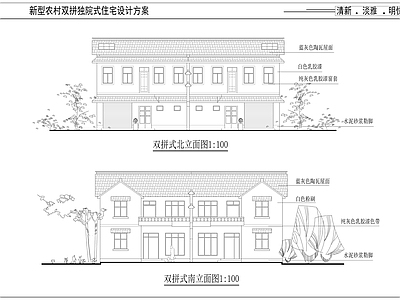 新型农村双拼独院式住宅建筑 施工图