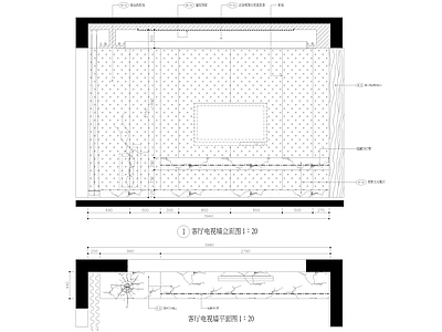 客厅电视墙大样 施工图