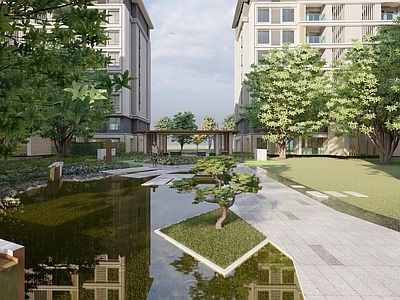 现代小区景观 住宅