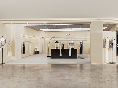 现代服装店 女装店 服装货架 展台 收银台 异形展柜 试衣镜 中岛展台