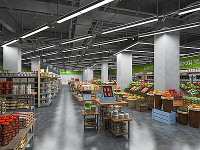 现代超市 超市蔬果区 生鲜区 超市百货精品果蔬
