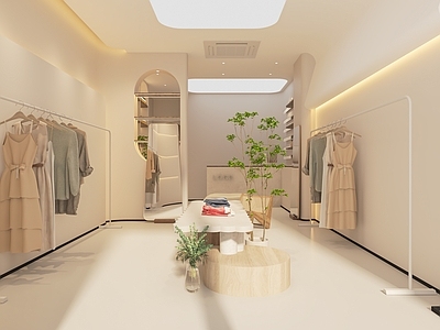现代服装店 女装店 服装 异形 试衣镜 中岛