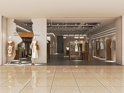 现代服装店 女装店 服装 异形 试衣镜 中岛