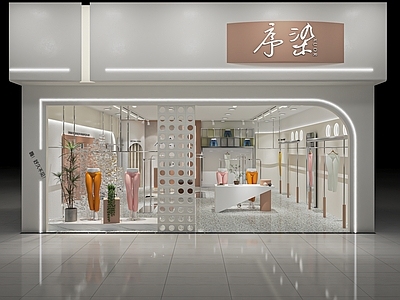 现代服装店 女装店 服装 异形 试衣镜 中岛