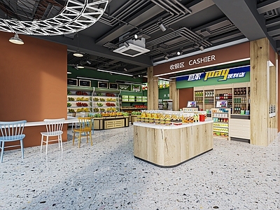 现代便利店 超市 小卖部 服务台 生活用品区