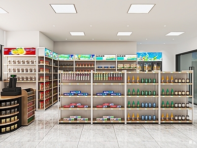 现代便利店 超市 小卖部 服务台 生活用品区