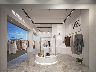 现代服装店 女装店 服装 异形 试衣镜 中岛