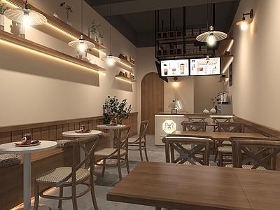 侘寂风奶茶店 单层 收银