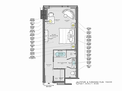 45㎡酒店标准大床房室内 施工图 客房