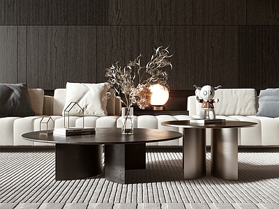 minotti现代茶几 圆形 子母形 品牌 金属茶几 圆茶几