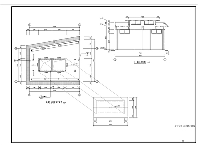 梯形琉璃瓦屋顶厕所建筑 施工图