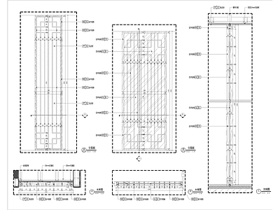 新中式花格屏风大样 施工图 家具节点 家具节点详图