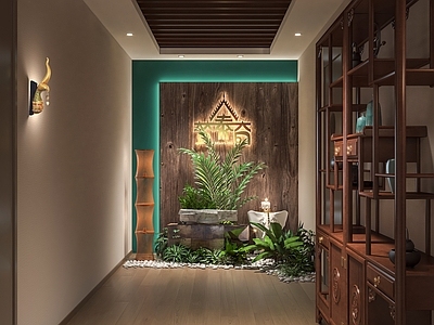 东南亚背景墙 墙 墙 背景墙 灯具 美容SPA店