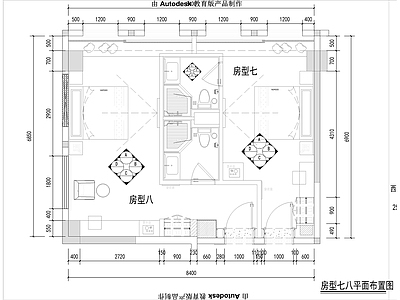 酒店客房大套间 施工图