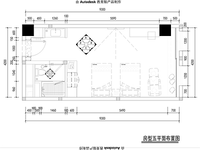 快捷酒店客房双人间 施工图