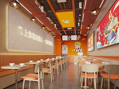 现代快餐店 螺蛳粉店 快餐店 餐椅 桌椅 餐具