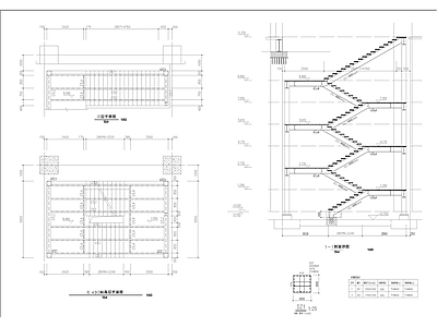 连廊钢结构楼梯侧立面节点大样 施工图