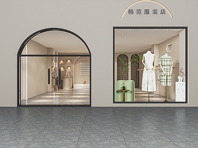 现代服装店 女装店 服装 异形 试衣镜 中岛