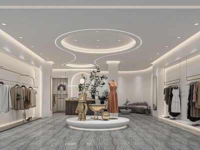 现代服装店 女装店 服装货架 展台 收银台 异形展柜 试衣镜 中岛展台