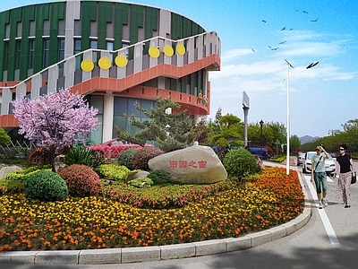 景观道路转角绿化外景