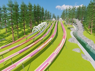 现代儿童滑道 山地滑道 彩虹滑道 山地滑梯