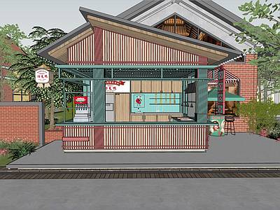 现代烧烤店门头 鸭脖店 店铺 现代 档口设计 多经点位
