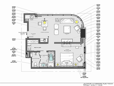 75㎡酒店客房大床房室内 施工图